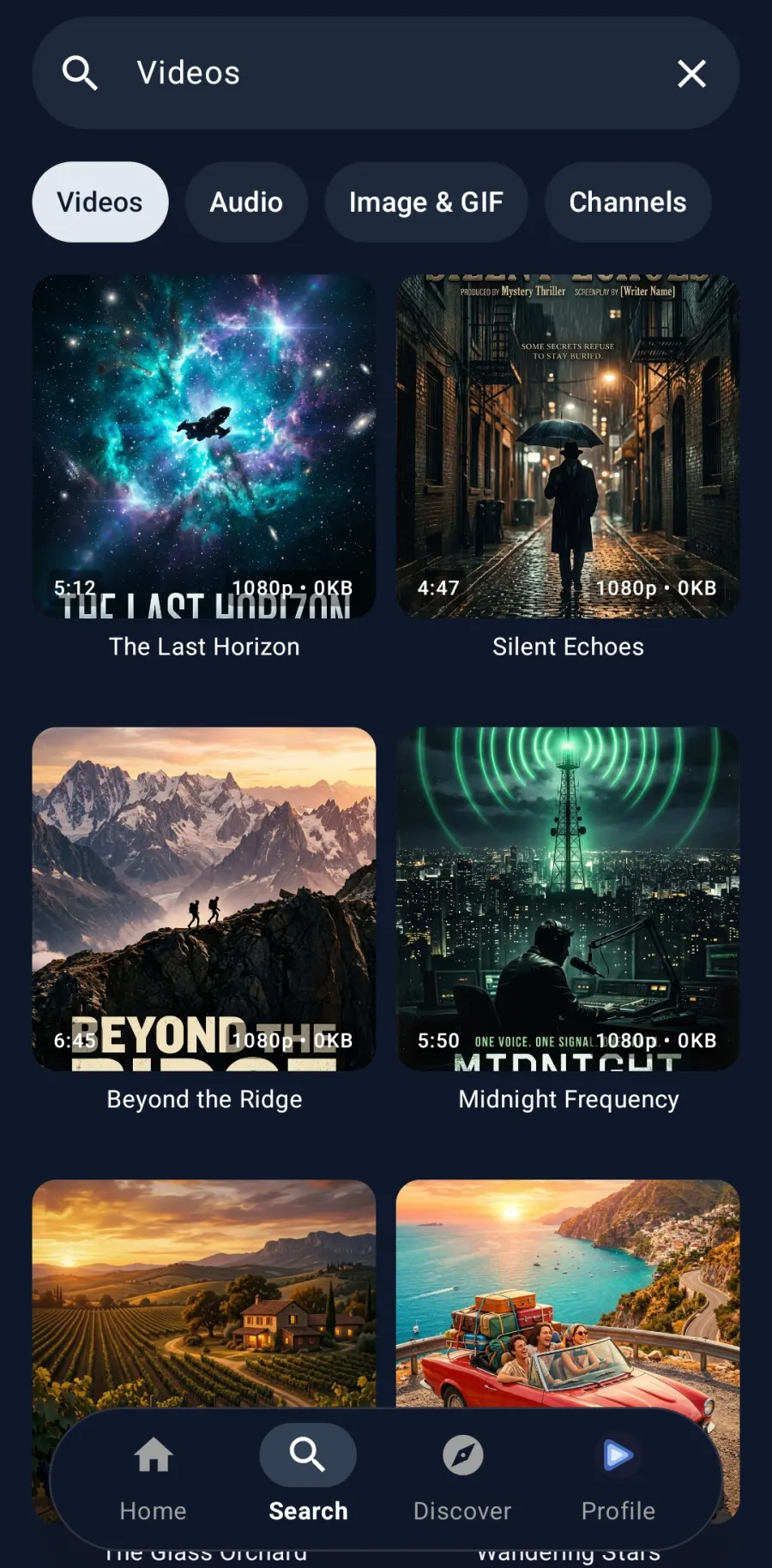 Echogram search results across videos and channels